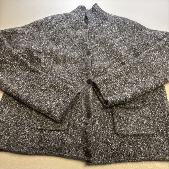 Vintage Eileen Fisher Wool Alpaca Mohair  Button-up Cardigan with Pockets SZ MP - Picture 3 of 15